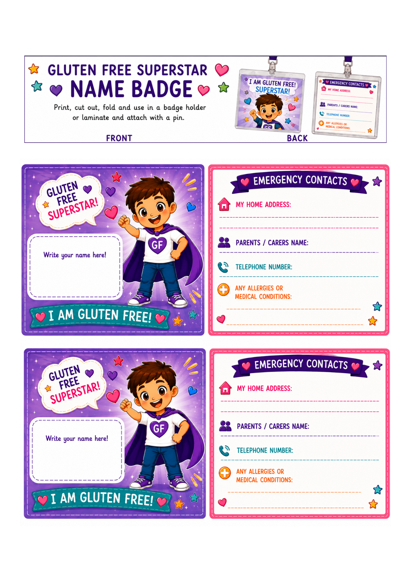 Boy Name ID Badge (English)