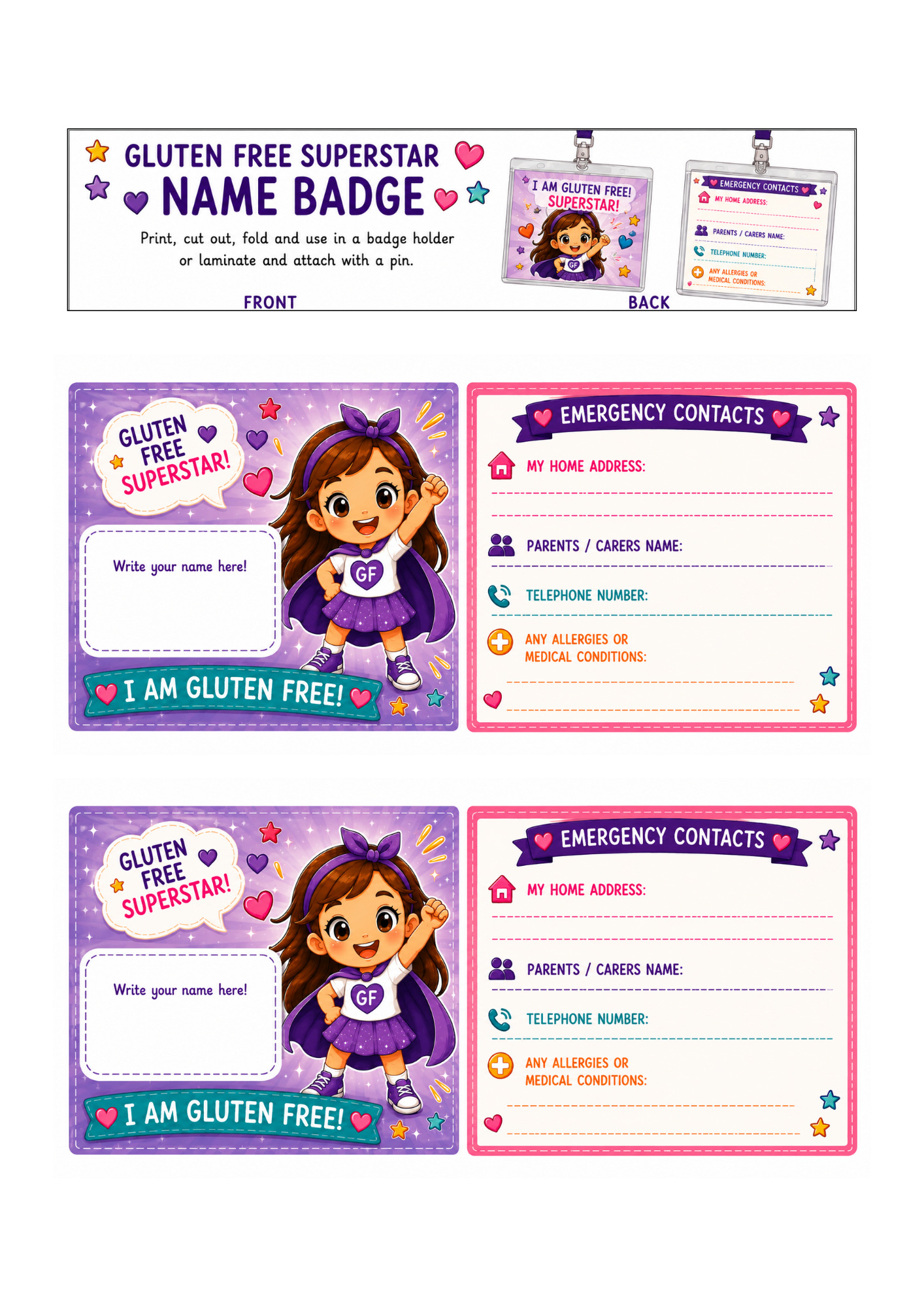 Girl Name ID Card (English)